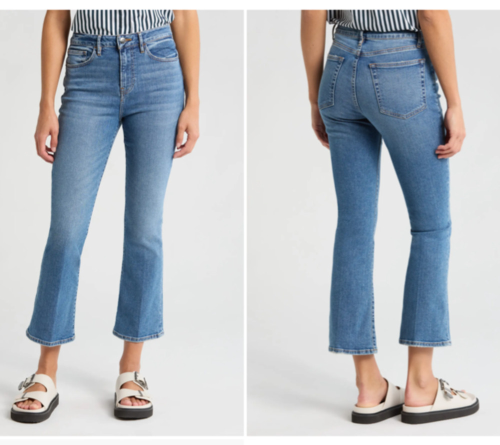 Frame Le Crop Mini Boot Jeans Size 29, cotton blend, mid rise, frayed hem